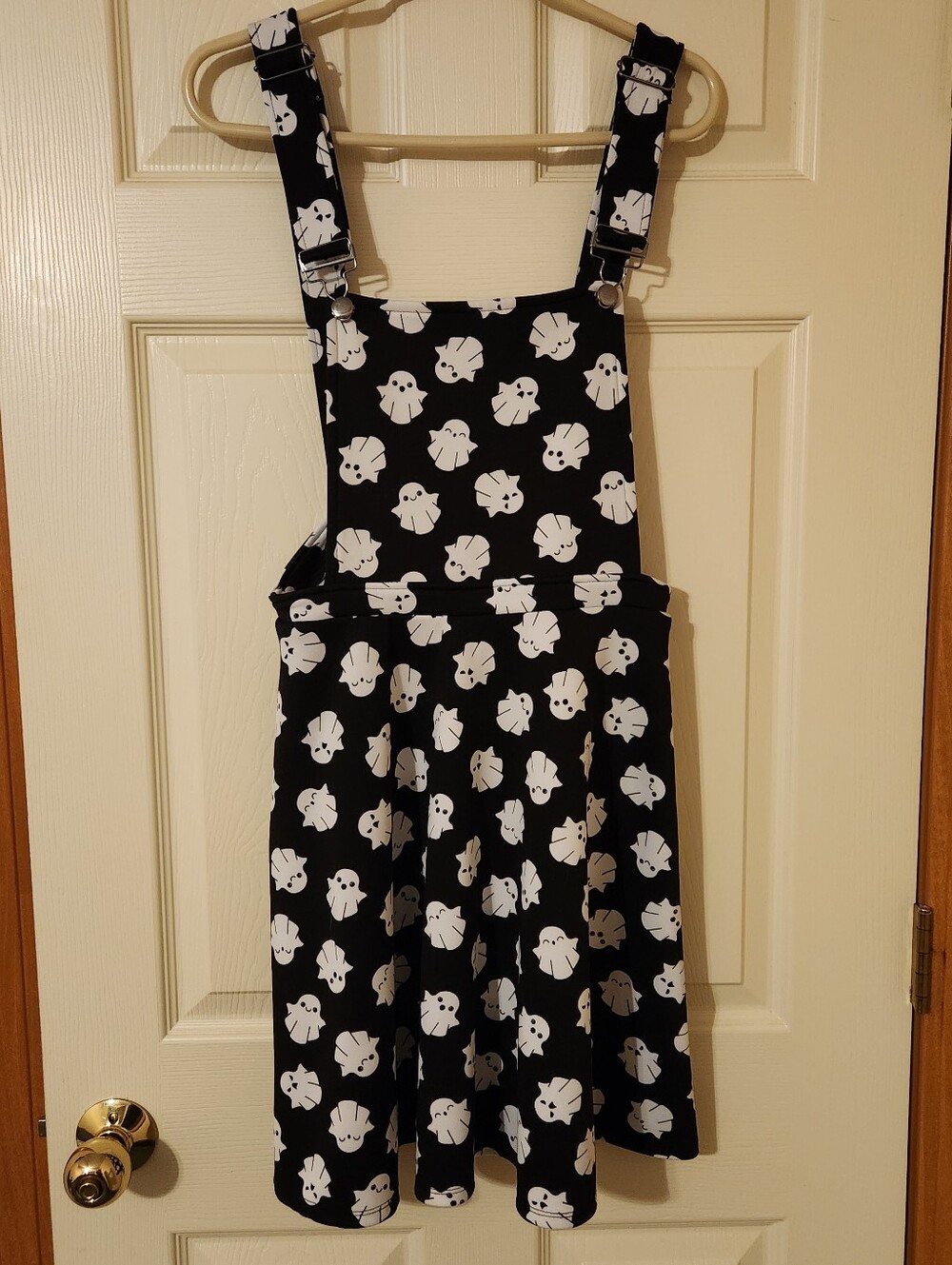 Hot Topic Ghost Skirtall Size Medium Overalls Halloween Skater Skirt Buckles